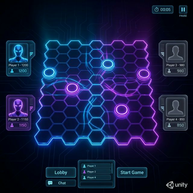 Ludo Multiplayer game screenshot — neon dark theme with multiplayer lobby